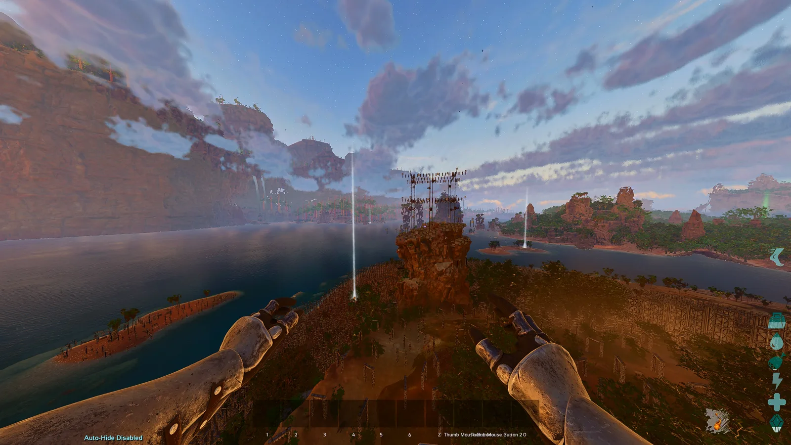 An ARK base seen with the default game visuals